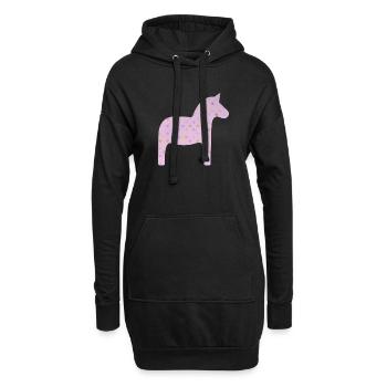 Dalapferd rosa Dots skandinavisch Schweden Deko - Hoodie-Kleid - Schwarz - Vorne