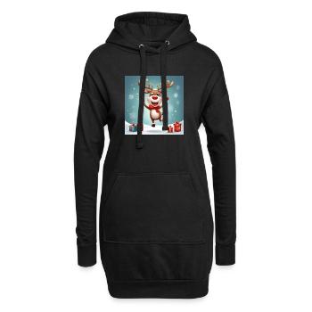 joyeux Noël, joyeuses fêtes; rennes - Sweat-shirt à capuche long Femme - noir - Devant