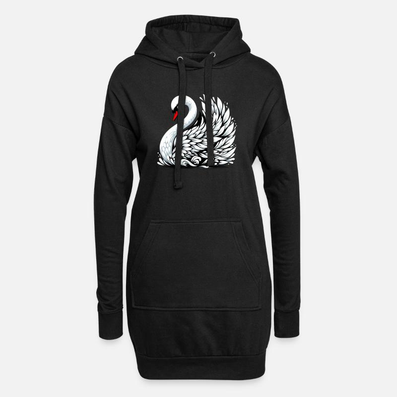 Schwan - Hoodie-Kleid - Schwarz
