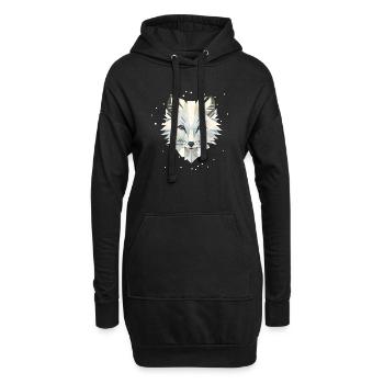 Zauberhaftes Polarfuchs-in geometrischer Eleganz - Hoodie-Kleid - Schwarz - Vorne