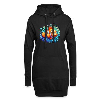 Poisson-clown - Sweat-shirt à capuche long Femme - noir - Devant