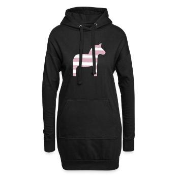 Dalapferd Streifen rosa Mädchen skandinavisch Deko - Hoodie-Kleid - Schwarz - Vorne