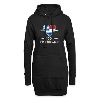 100 % amitié entre la Grèce et les Pays-Bas - Sweat-shirt à capuche long Femme - noir - Devant