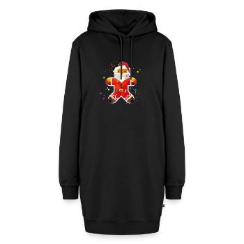 Lebkuchenmann im Santa-Design–Kreative Weihnachten - Hoodie-Kleid - Schwarz - Vorne