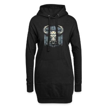 Crâne de bison - Sweat-shirt à capuche long Femme - noir - Devant