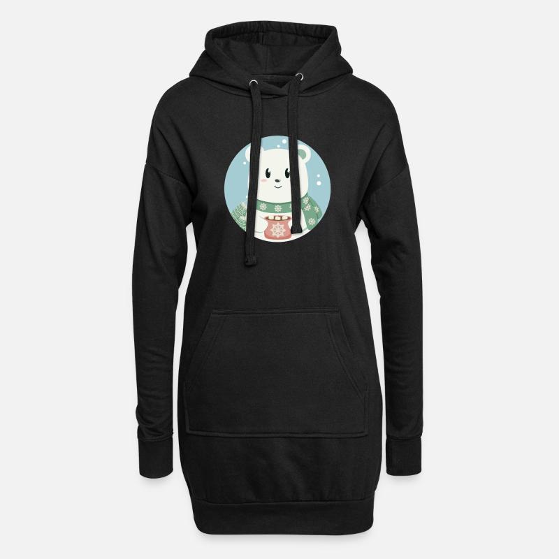 Süßer Eisbär in Weihnachtsstimmung - Hoodie-Kleid - Schwarz