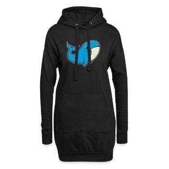 Cheerful image of a blue whale - Hoodie Dress - black - Front