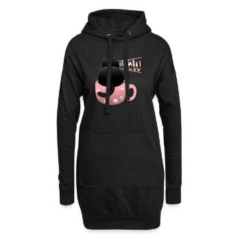 süße schwarze Katze miaut - Hoodie-Kleid - Schwarz - Vorne