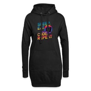 Sleep Eat Code Repeat Geschenk für Coder - Hoodie-Kleid - Schwarz - Vorne