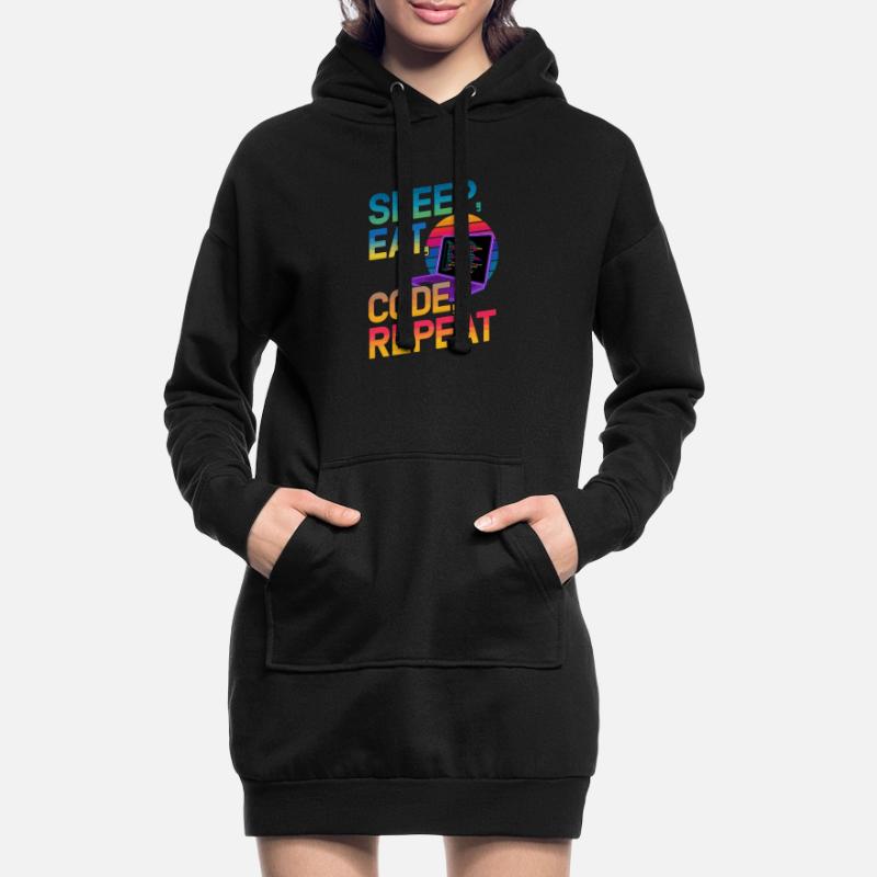 Sleep Eat Code Repeat Gift For Coder Hoodie Dress