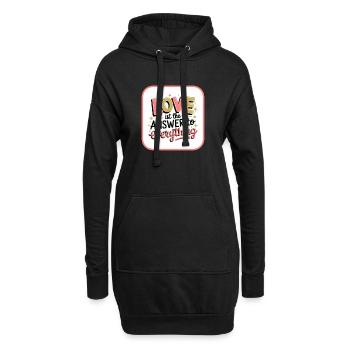 Love is the Answer to Everything - Liebe & Antwort - Hoodie-Kleid - Schwarz - Vorne