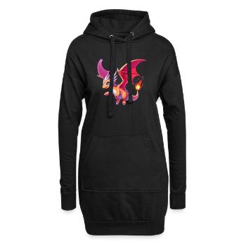 Drache - Hoodie-Kleid - Schwarz - Vorne