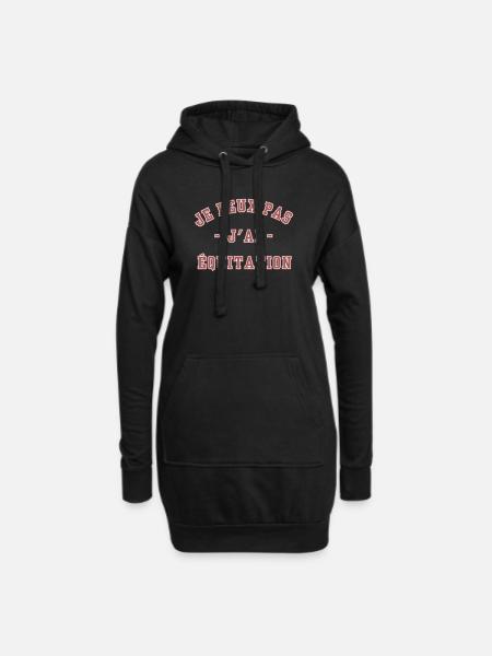 Je peux pas j'ai Équitation - Sweat-shirt à capuche long Femme - noir