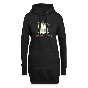 Alpaka und Pinguin leuten Weihnachten ein - Hoodie-Kleid - Schwarz - Vorne