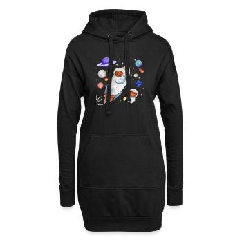 Un chien et un ours en peluche explorent l’espace - Sweat-shirt à capuche long Femme - noir - Devant