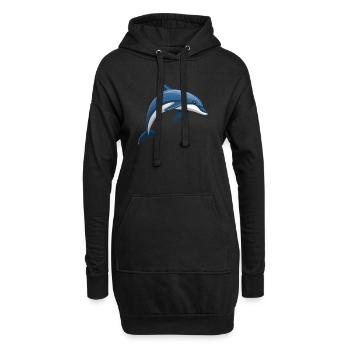 Dauphin sautant bleu et blanc - Sweat-shirt à capuche long Femme - noir - Devant