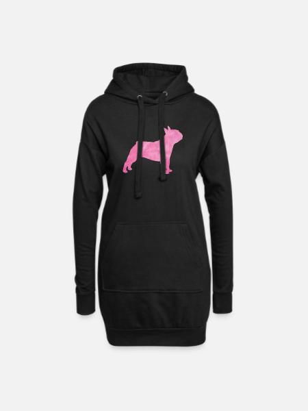Mops flauschig Fell Hund rosa Herrchen Frauchen - Hoodie-Kleid - Schwarz