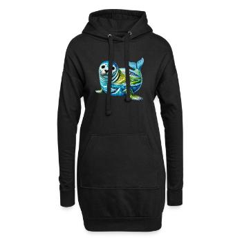 Phoque - Sweat-shirt à capuche long Femme - noir - Devant