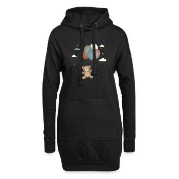 Ours volant avec des ballons dans un style mignon - Sweat-shirt à capuche long Femme - noir - Devant