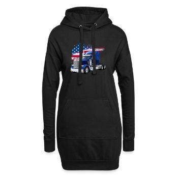 US LKW-Mit Amerika Flagge - Fahrer/Trucker - Hoodie-Kleid - Schwarz - Vorne