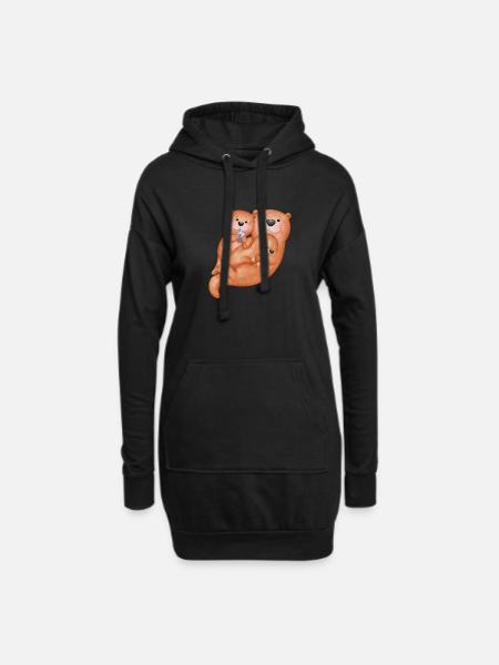 Cute otter family - Hoodie Dress - black