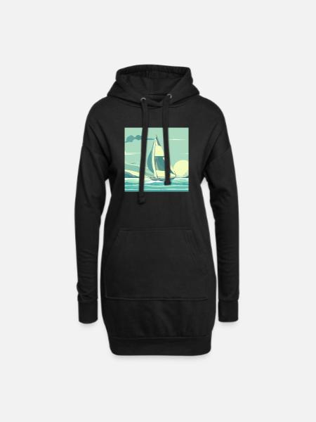 Sailing Boat - Hoodie-Kleid - Schwarz