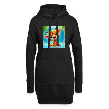 Giraffe - Hoodie-Kleid - Schwarz - Vorne