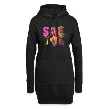 Stylischer 3D Schriftzug "SAVE ME" mit Schlössern - Hoodie-Kleid - Schwarz - Vorne