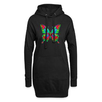 Schmetterling - Hoodie-Kleid - Schwarz - Vorne