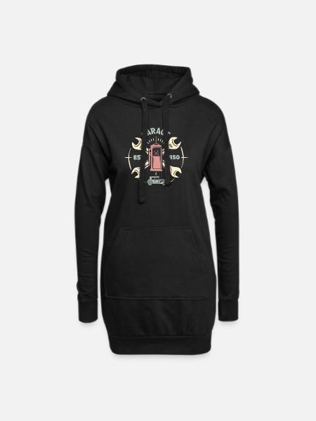 Retro Tankstelle & Oldtimer – Vintage 1950 Classic - Hoodie-Kleid - Schwarz