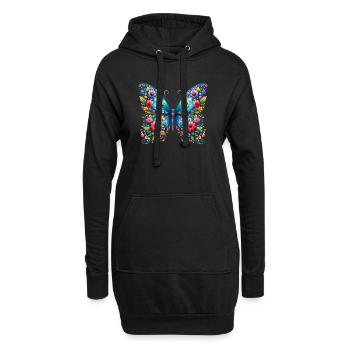 Schmetterling - Hoodie-Kleid - Schwarz - Vorne