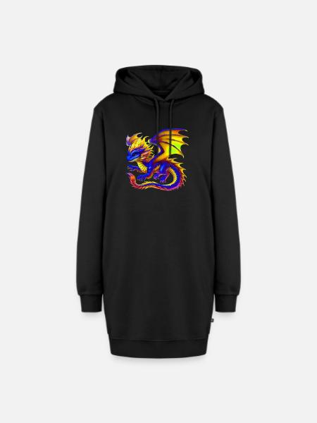 Drache - Hoodie-Kleid - Schwarz