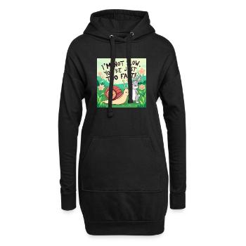 Un lapin et un escargot « Slow and Fast » - Sweat-shirt à capuche long Femme - noir - Devant