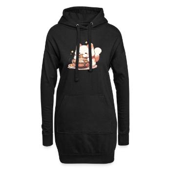 Chats spaghetti - Le chat s’amuse avec le passé - Sweat-shirt à capuche long Femme - noir - Devant