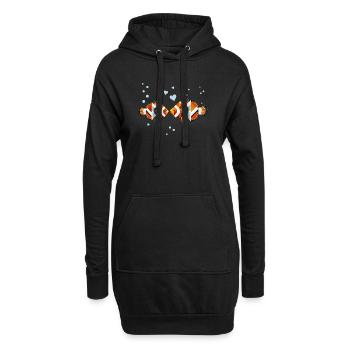 Verliebte Clownfische – Geometrische Meereskunst - Hoodie-Kleid - Schwarz - Vorne