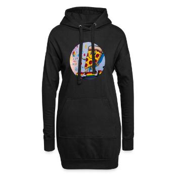 Pizza Slice Skateboard Graffiti - Hoodie-Kleid - Schwarz - Vorne