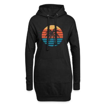 Ambiance vintage de la plage - Sweat-shirt à capuche long Femme - noir - Devant