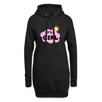 Es Ist Ein Mädchen, Baby Schwangerschaft Offenbarung Rosa Wolke - Hoodie-Kleid - Schwarz - Vorne