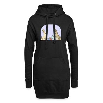 Cute bunnies with eggs - Hoodie Dress - black - Front