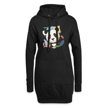 Fröhlicher Panda in moderner Collage-Optik - Hoodie-Kleid - Schwarz - Vorne