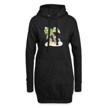 Surfbrett unter Palme - Hoodie-Kleid - Schwarz - Vorne