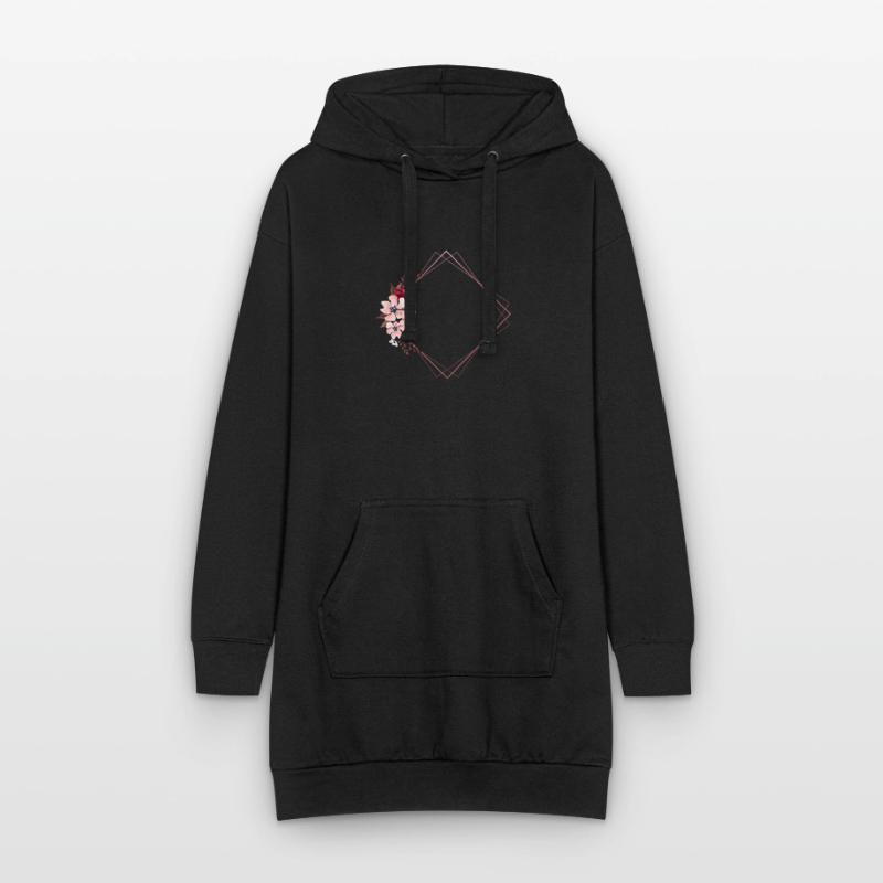Flowers in Rectangular Frame / Pink Tones Hoodie Dress