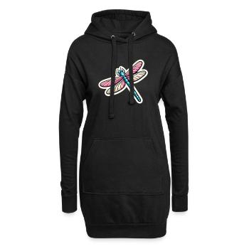 Libelle in Pastell - Hoodie-Kleid - Schwarz - Vorne