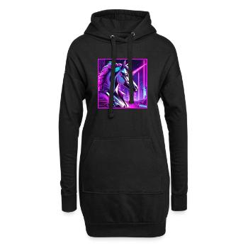 Neon Cyber Unicorn Illustration - Hoodie-Kleid - Schwarz - Vorne
