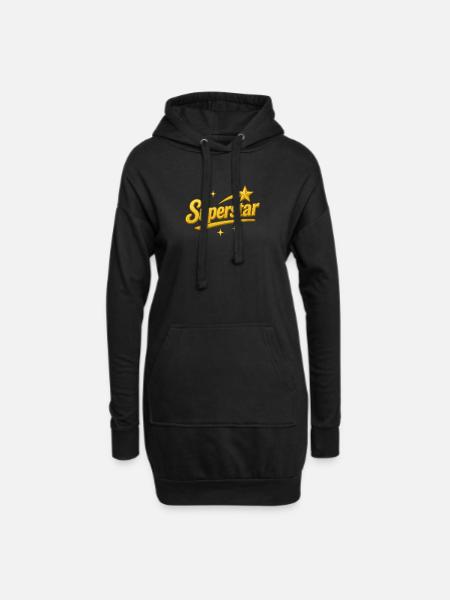 Golden Superstar Inscription, Love, Friendship - Hoodie Dress - black