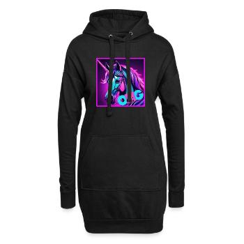buntes unicorn - Hoodie-Kleid - Schwarz - Vorne
