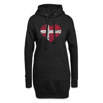 I Love Denmark With Denmark Flag In a Heart Shirt - Hoodie-Kleid - Schwarz - Vorne