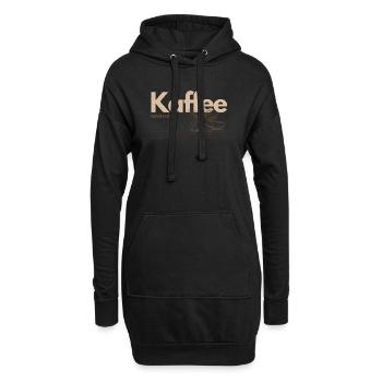 Kaffee – Das Leben beginnt nach dem ersten Kaffee - Hoodie-Kleid - Schwarz - Vorne