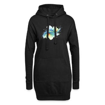 Fließende Formen: Abstraktes Aquarell-Design - Hoodie-Kleid - Schwarz - Vorne