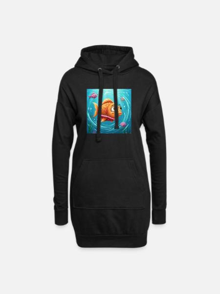 Verspielter Goldfisch in buntem Wasser - Hoodie-Kleid - Schwarz